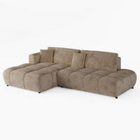 ECKSOFA BARI Links Braun Chenille-Stoff L-Form Couch mit Schlaffunktion & Bettkasten - Schwarz/Braun, Holz (170/280cm) - Barchello