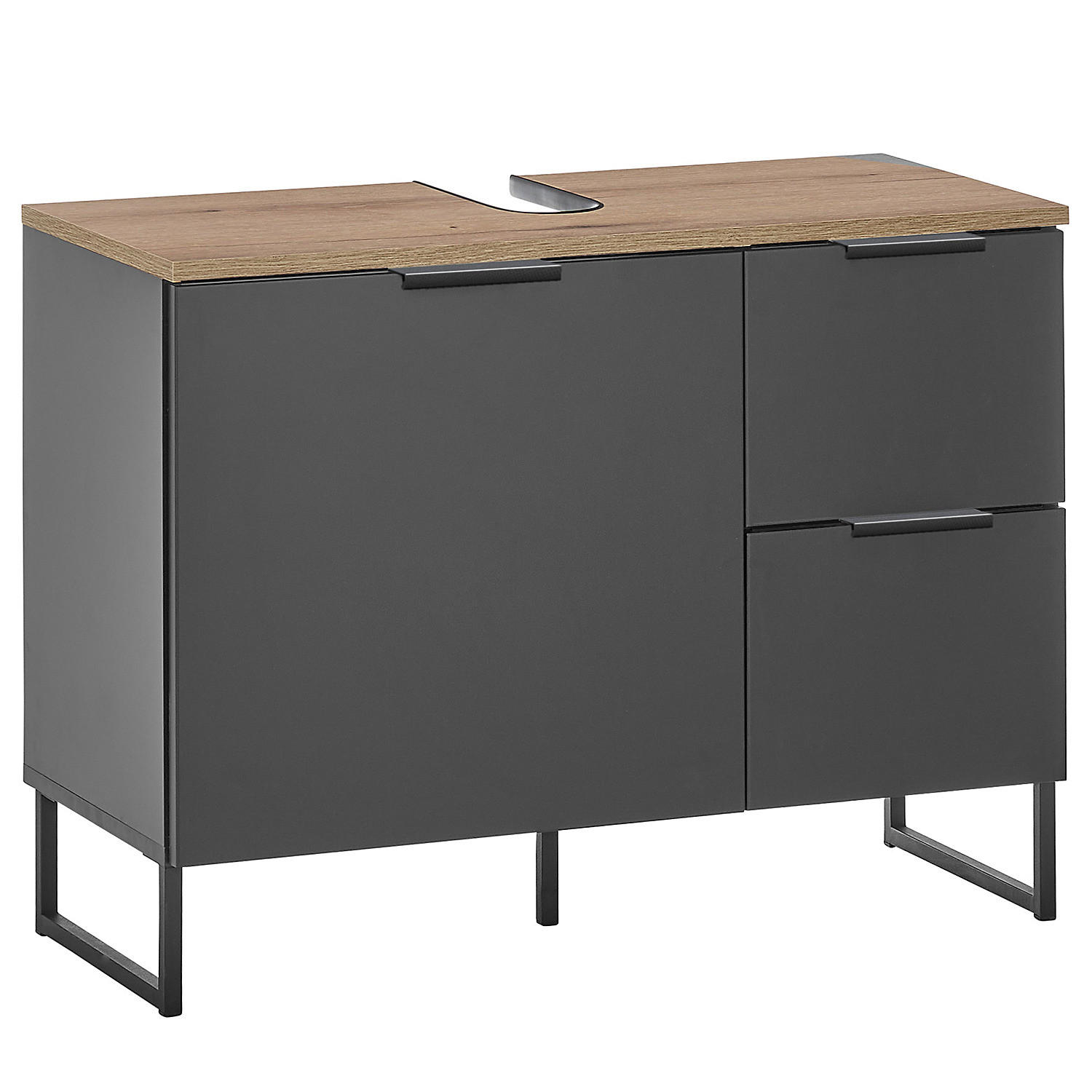 WASCHBECKENUNTERSCHRANK mit 1 Tür - Schwarz, Holzwerkstoff (80/60/35cm) - home24