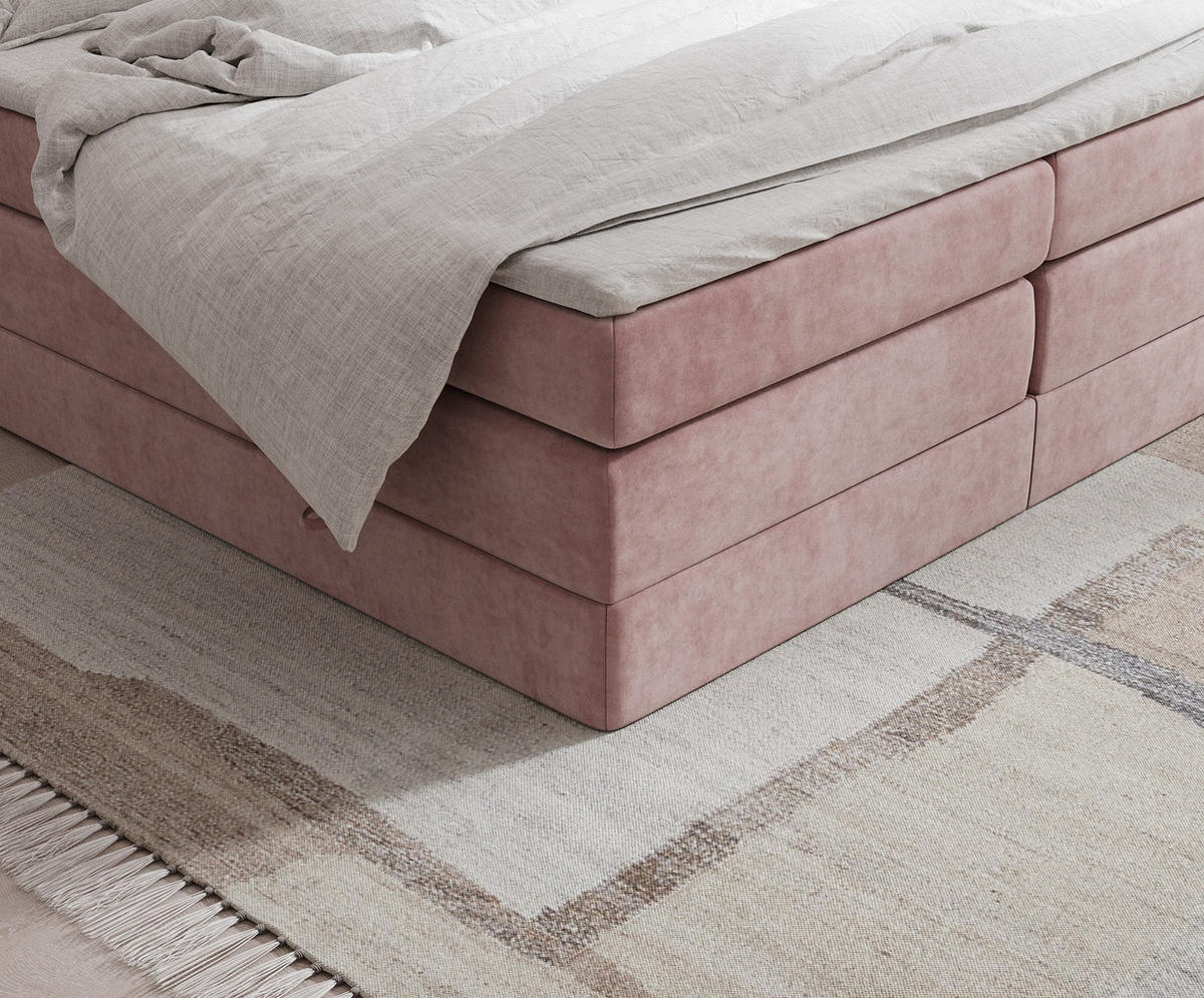 BOXSPRINGBETT Juniper Rosa 140/200 cm - Schwarz/Rosa, Holz/Holzwerkstoff (140/200cm) - Maison de Reve