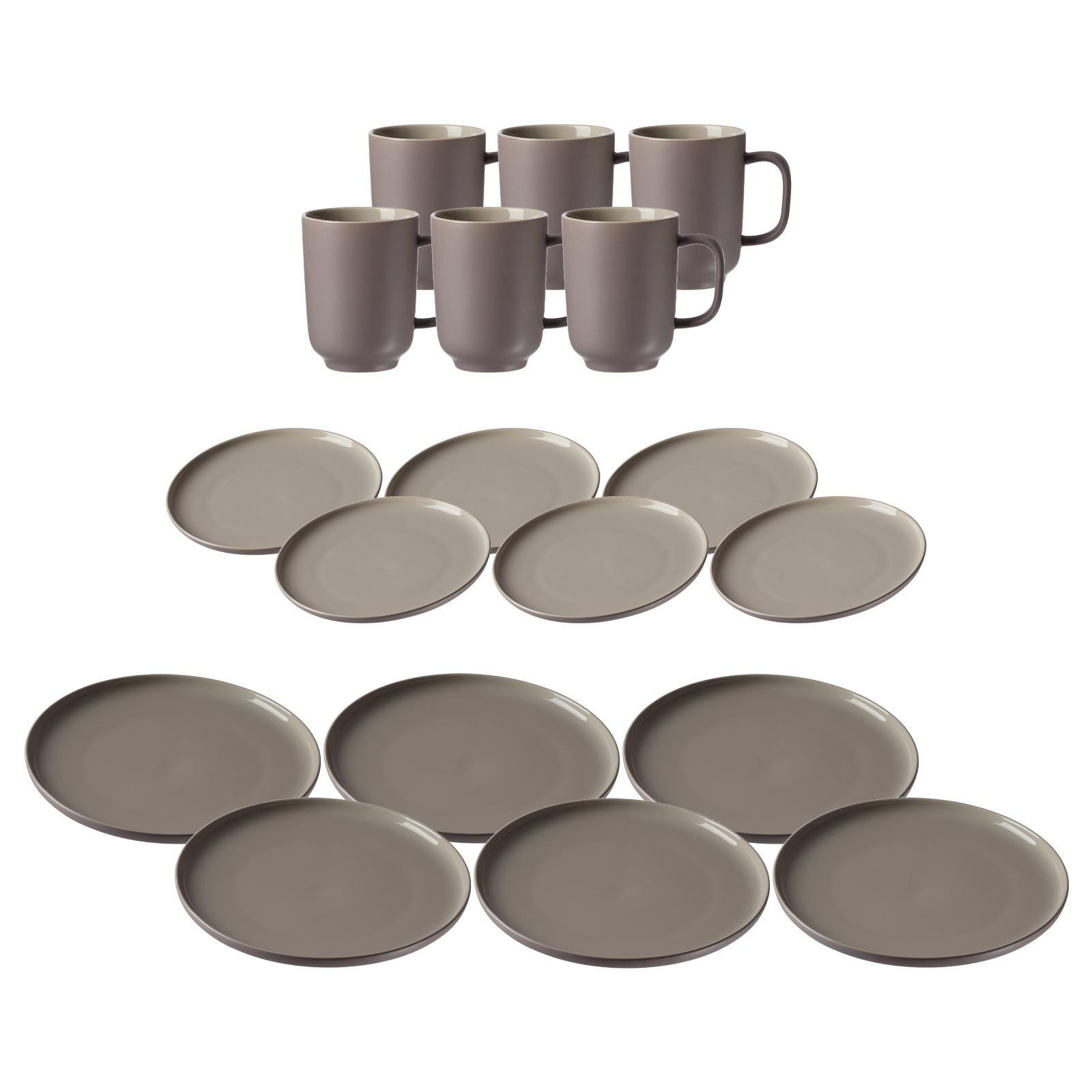 TAFELSERVICE Jasper taupe 18er Set - Taupe, Keramik (1/1/1cm) - Ritzenhoff Breker