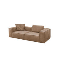 SOFA CARMO Taupe Leder - Taupe/Schwarz, Leder/Kunststoff (266/68/118cm) - KAWOLA