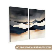 2-DIELNA sada Krajina - abstraktné - moderné 80x60 cm - tmavomodrá, textil (80/60cm) - MuchoWow