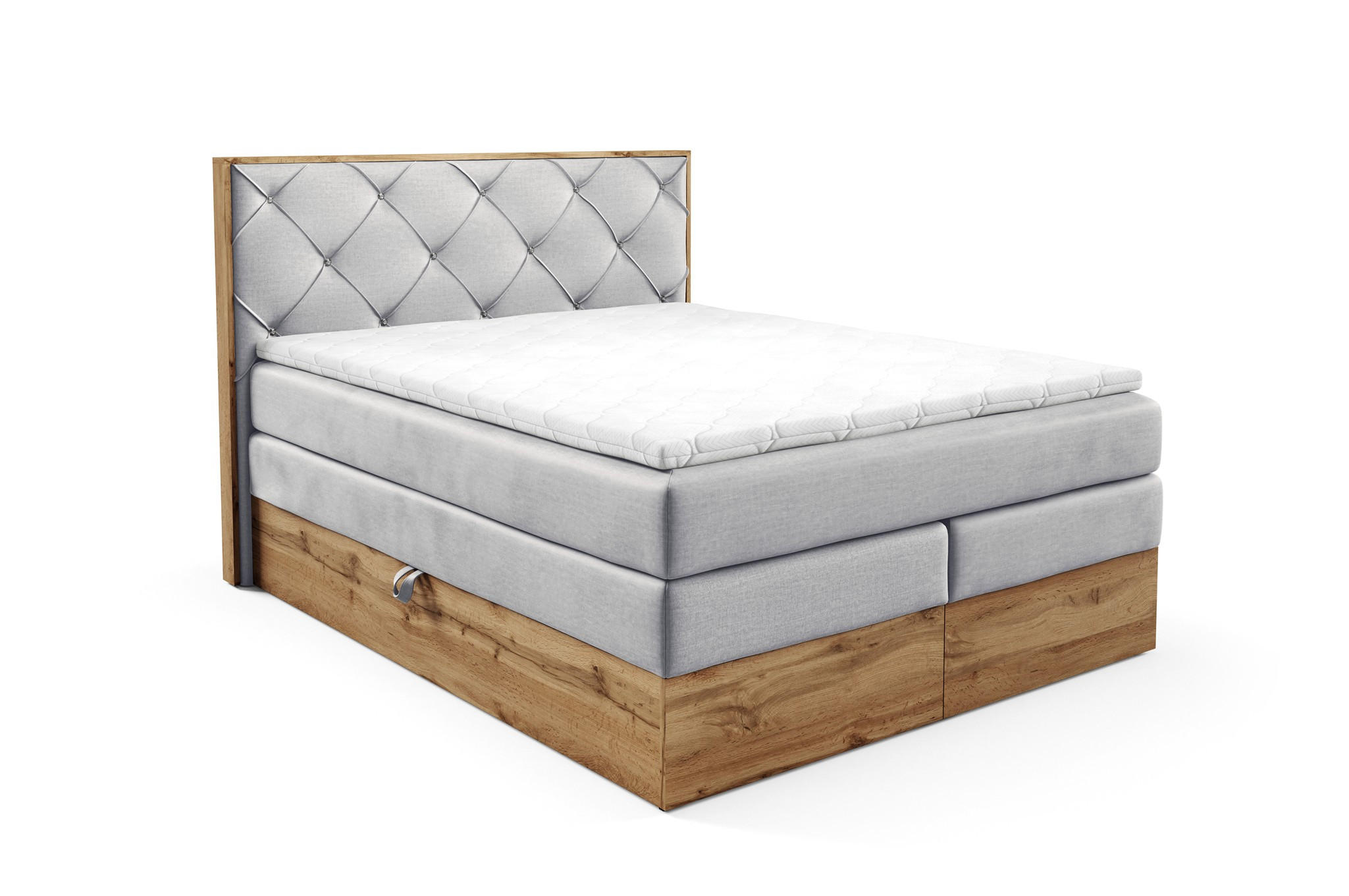 BOXSPRINGBETT Navel - Grau, Holzwerkstoff/Textil (200/200cm) - Fun Möbel