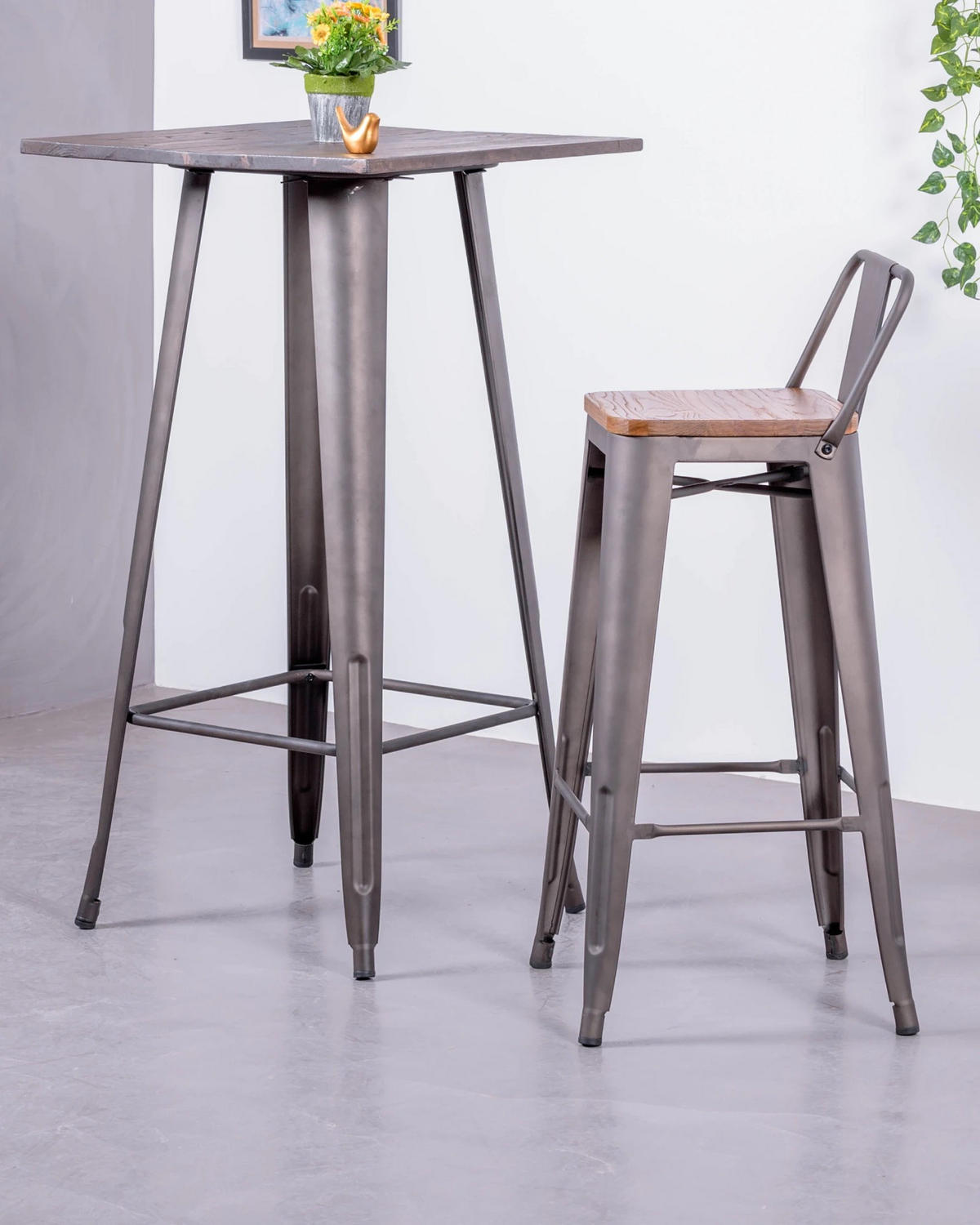 BARHOCKER-SET 4 Stück Metall Alteiche - Alteiche, Metall (42/94/42cm) - Nest Dream