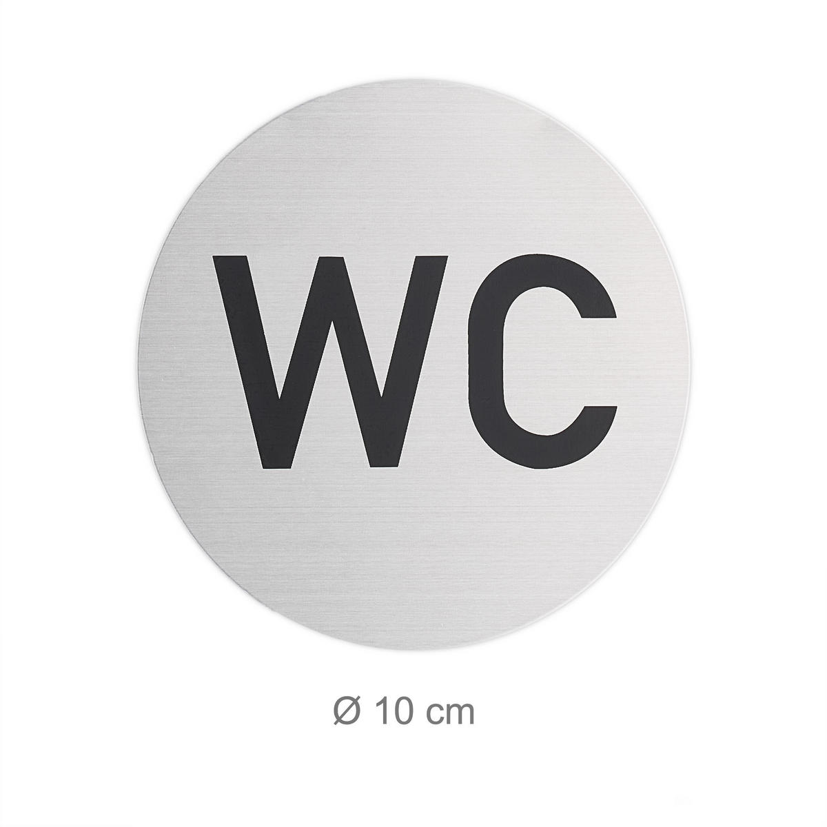 4xWC Schild - Silberfarben, Metall (10/10/0.16cm) - Relaxdays