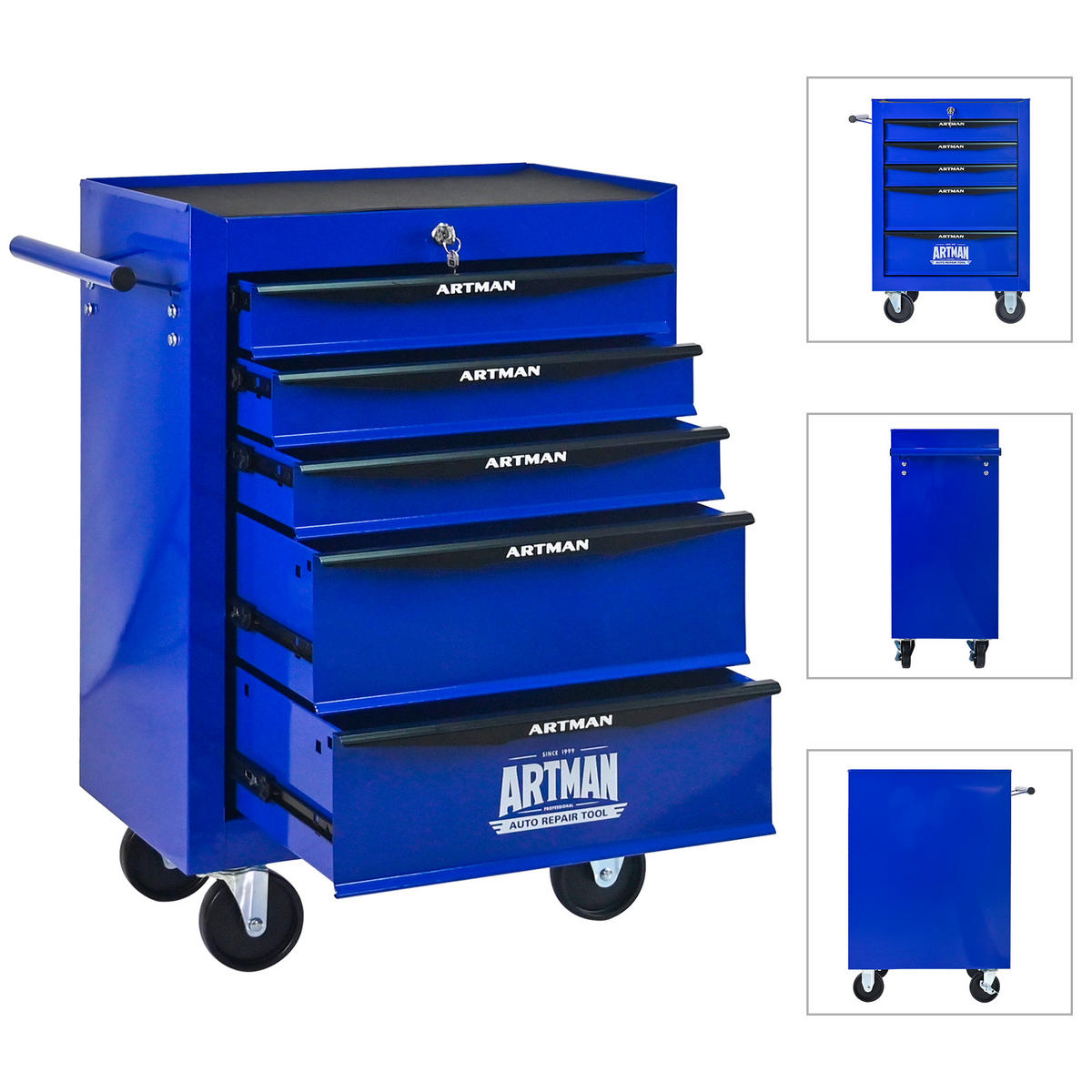 KOMBINATIONSKOFFER – 5 Schubladen, 508 mm (20 Zoll), mit 5 Schubladen; Farbgebung in Schwarz und Blau. - Multicolor, Metall (33/77.5/60cm) - DCA