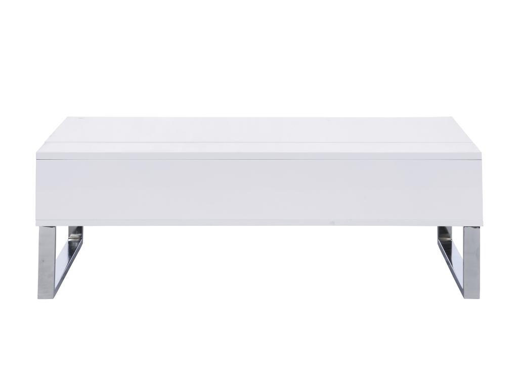 COUCHTISCH höhenverstellbar - MDF & Metall - Weiß lackiert - SECALI - Weiß, Holz (110/60/38cm) - Vente-Unique