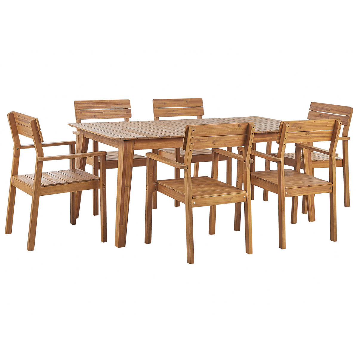 GARTENMÖBEL SET 6-Sitzer Akazienholz hellbraun Fornelli - Hellbraun, Holz - Beliani