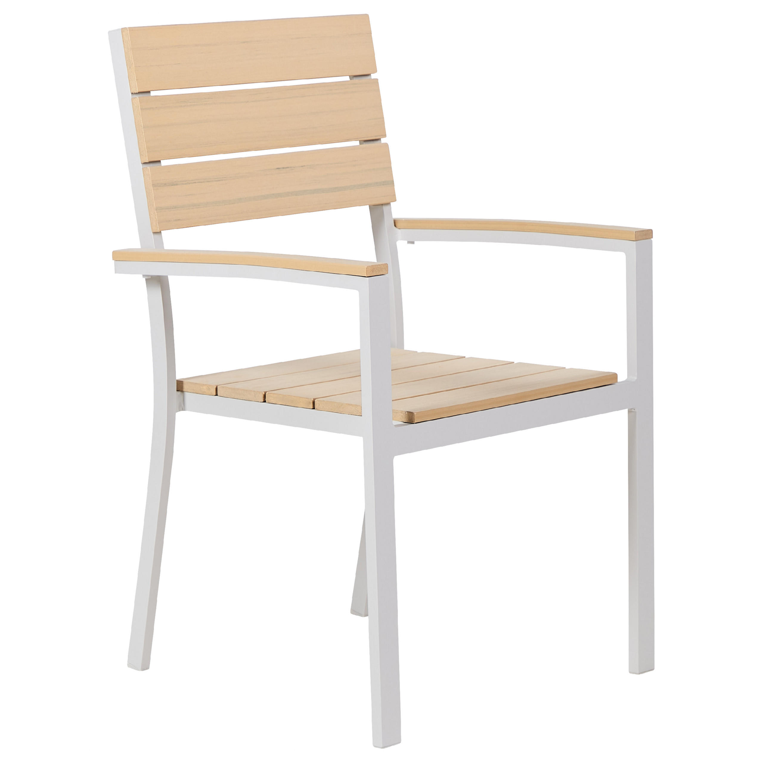 GARTENSTUHL 6er-Set Kunstholz beige/weiß Como - Beige/Weiß, Kunststoff (55/90/55cm) - Beliani