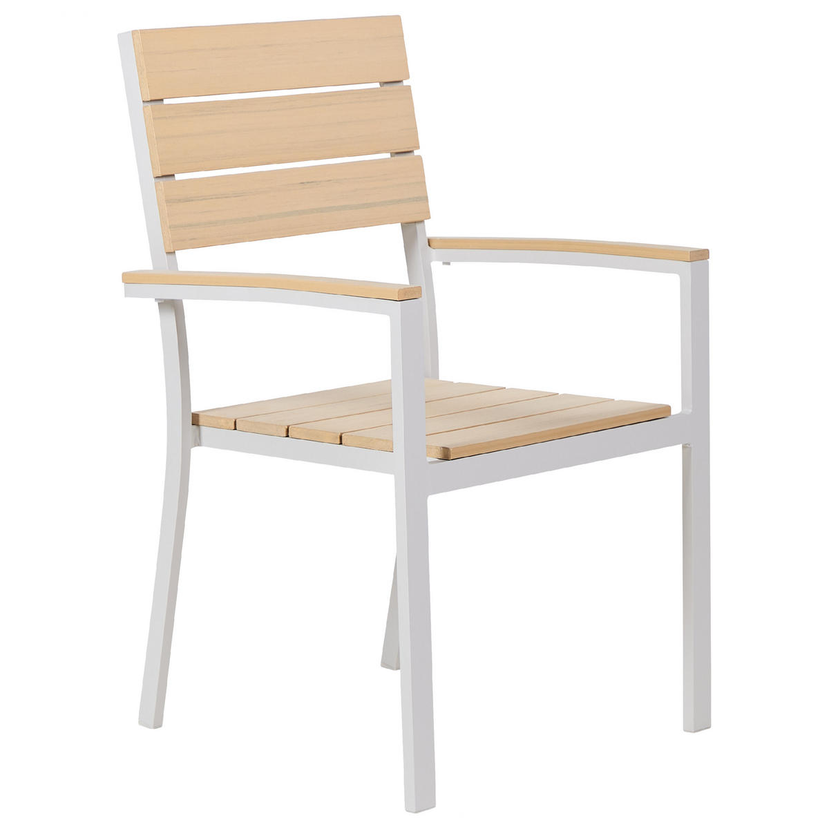 GARTENSTUHL 6er-Set Kunstholz beige/weiß Como - Beige/Weiß, Kunststoff (55/90/55cm) - Beliani