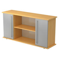 SIDEBOARD mit 2 Flügeltüren 44,8/166,1/84 cm in Buchefarben/Silberfarben Chromgriff - Buchefarben/Silberfarben, Holzwerkstoff (166.1/84/44.8cm) - bümö