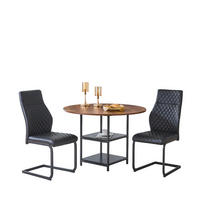 ESSGRUPPE DE-39436 3-teilig, mit doppelter Ablage und 2 Stühlen Schwarz - Schwarz, Holzwerkstoff (107/75/107cm) - ComfortXL