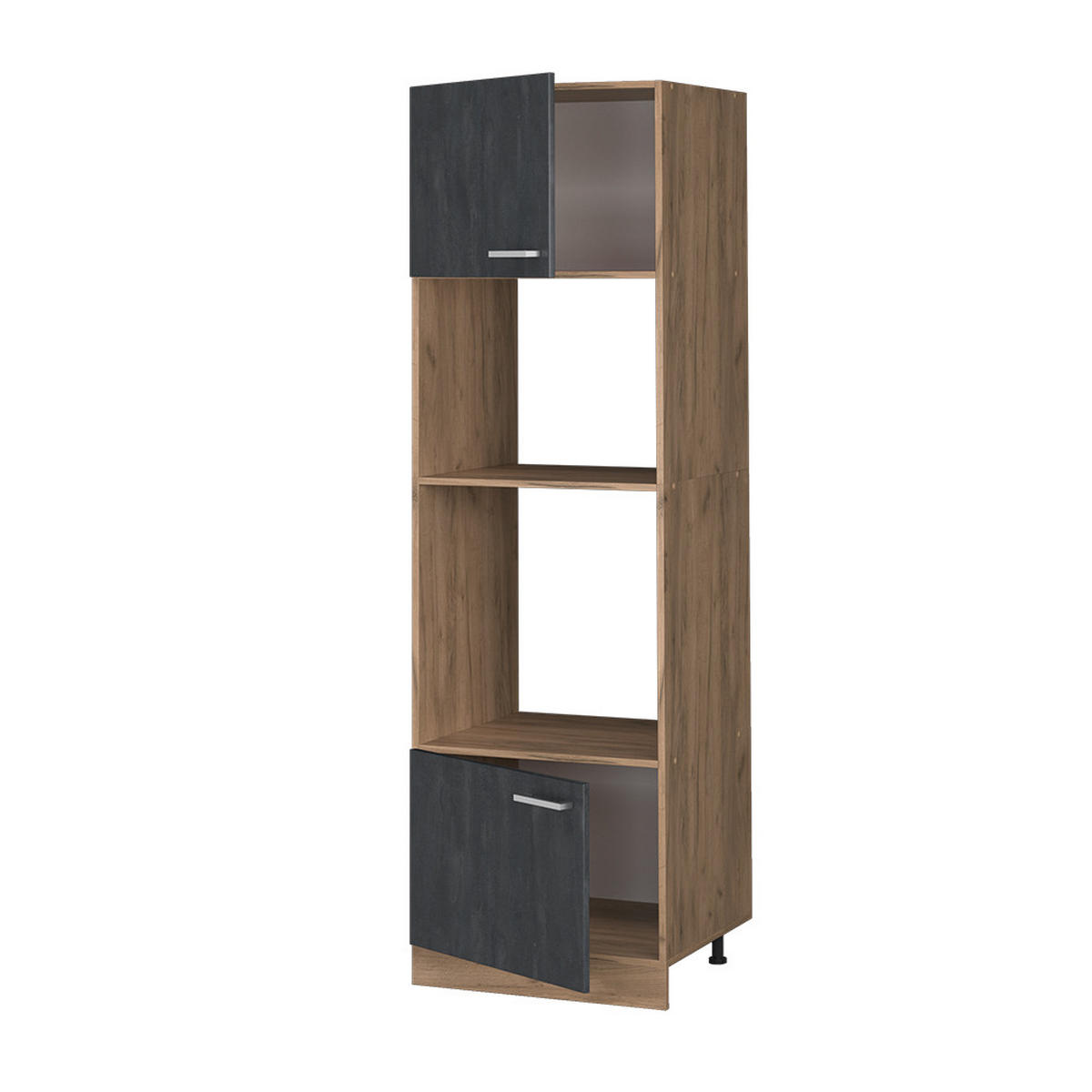 MIKROWELLENSCHRANK R-Line Schwarz Beton 60 cm - Honigeiche/Eiche Wotan, Holzwerkstoff (60/206.8/57.2cm) - Vicco