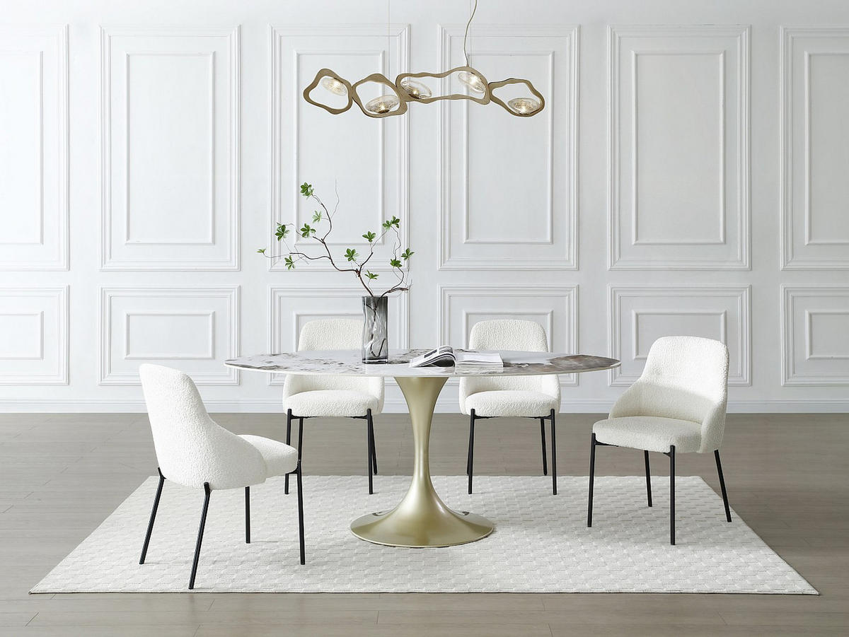 ESSTISCH - 8 Personen - Keramik - Weiß, Goldfarben - ELVA - Goldfarben, Keramik (90/180/78cm) - Vente-Unique