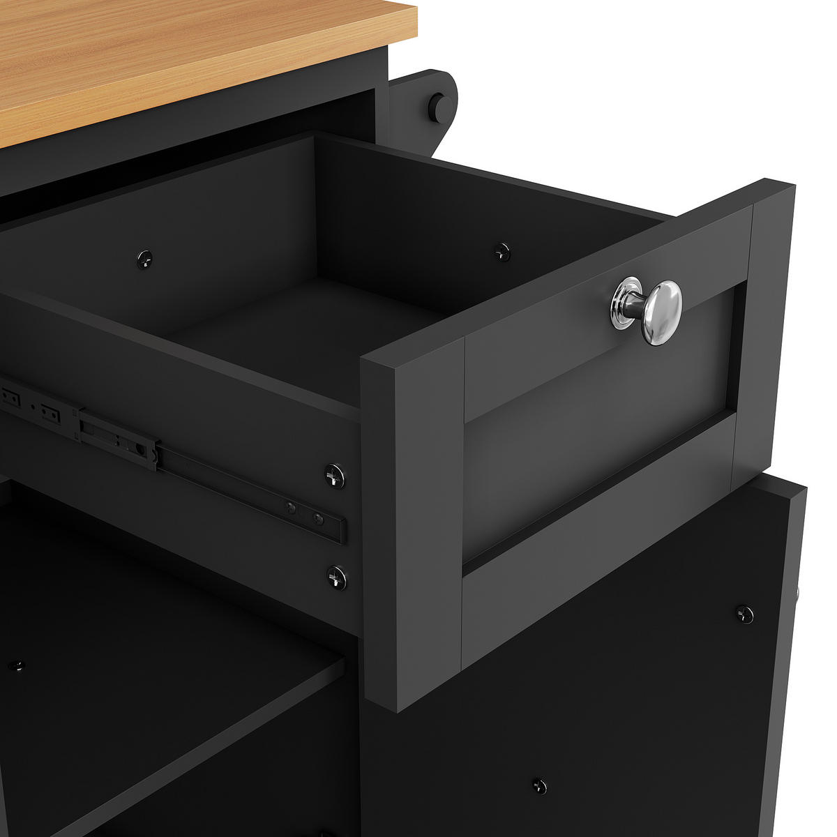 KÜCHENWAGEN mit Stauraum und Rollen Schwarz - Schwarz, Holzwerkstoff (46/92/129cm) - Urban Meuble