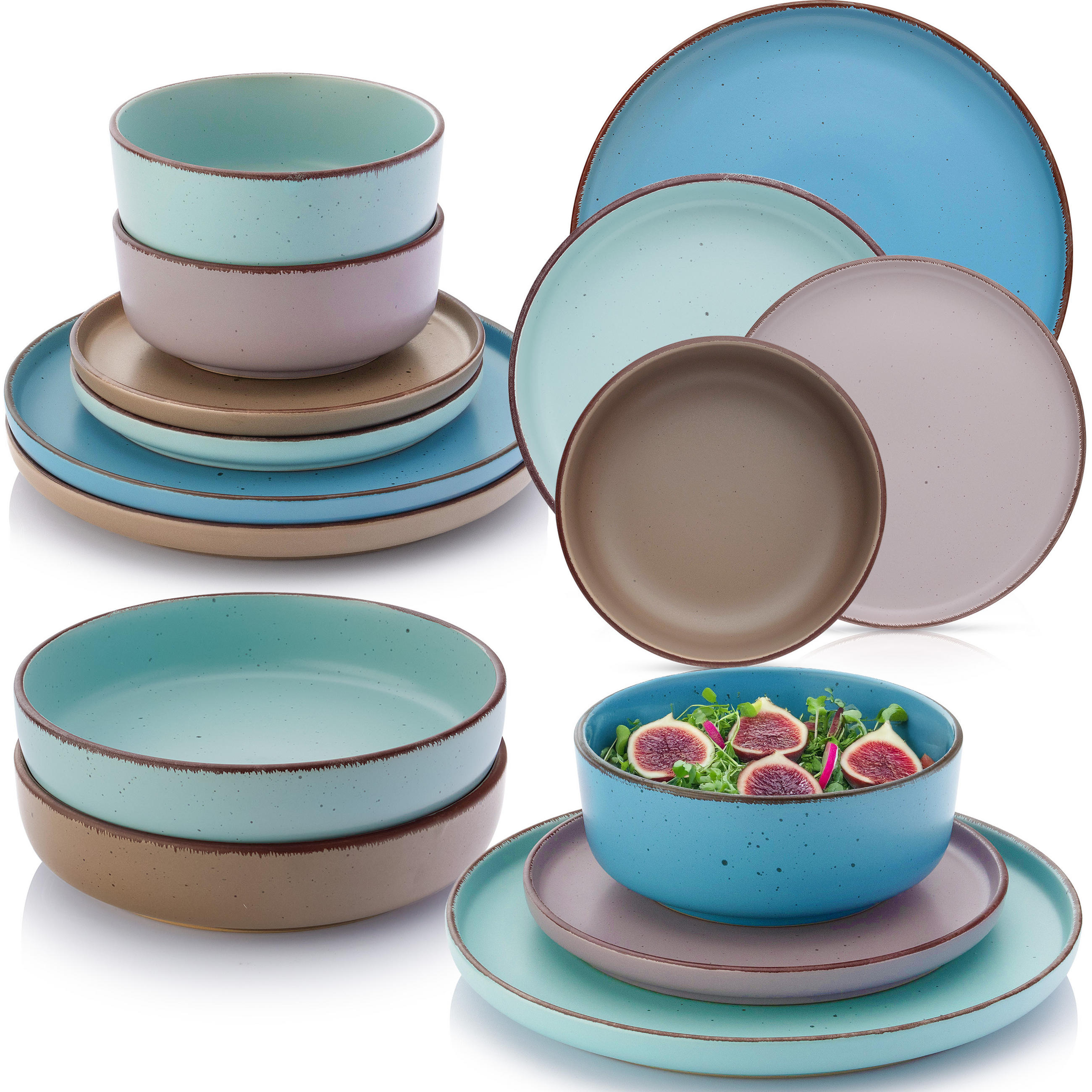TAFELSERVICE BOMBAY MEERESBODEN - 16 tlg aus Steingut - Multicolor, Stein (27/9.5/27cm) - Sänger