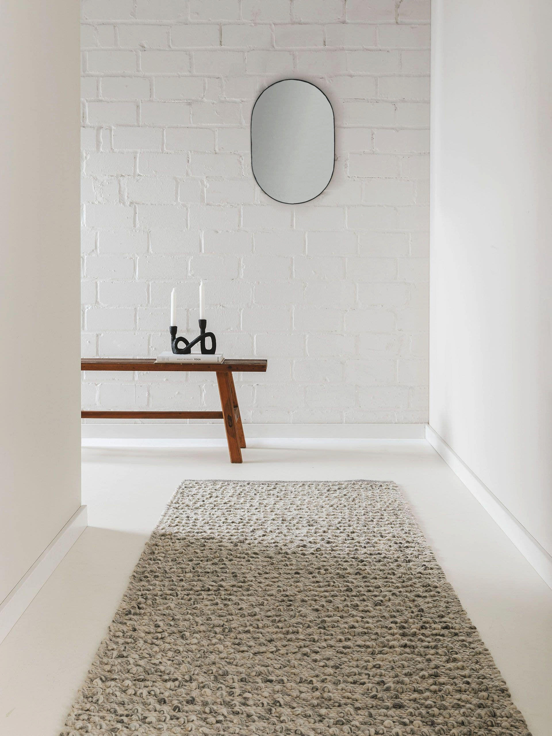 WOLLTEPPICH Lana Grau 70x200 cm - Grau, Textil (70/200cm) - benuta Pure