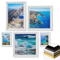 WANDBILDER 5er-Set - 50x50 cm & 20x30 cm & 40x60 cm Weißer Rahmen - Griechische Ansichten von Santorin Oia - Weiß, Kunststoff (40/60cm) - ArtPrintCave