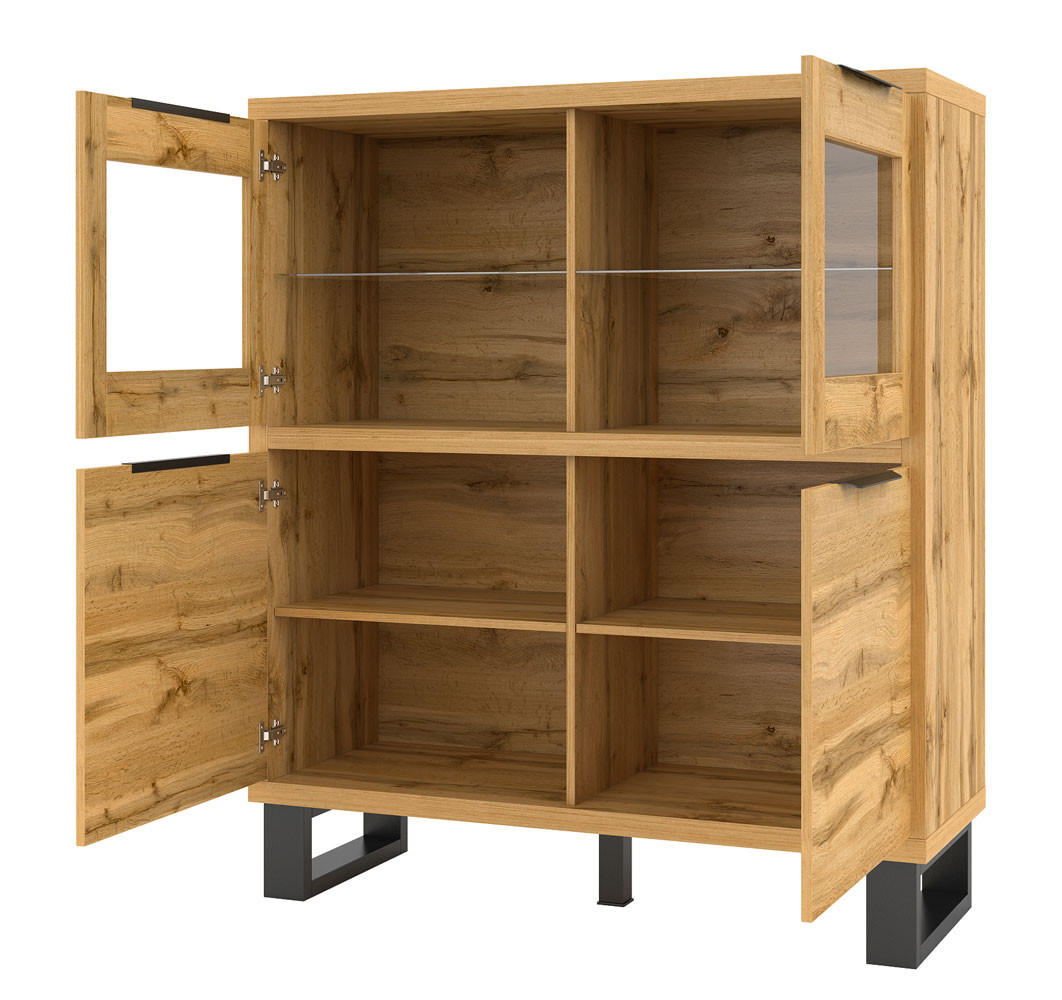 HIGHBOARD Halle Wotan Eiche 120 / 45 / 140 cm - Eiche Wotan/Braun, Holz/Holzwerkstoff (120/140/45cm) - Feldmann-Wohnen