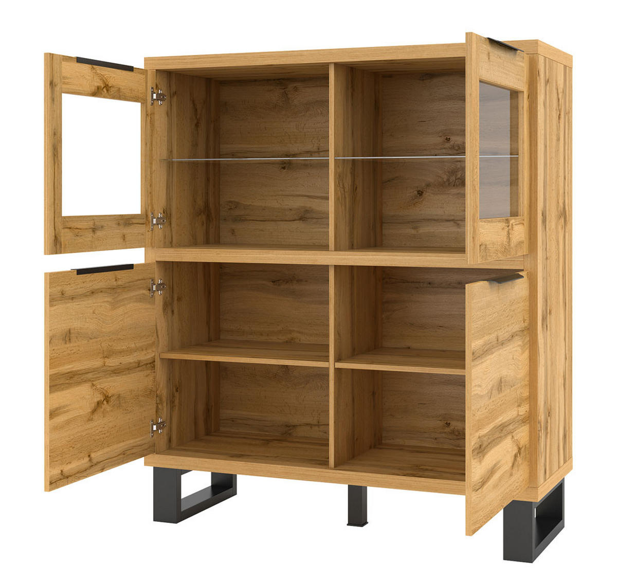 HIGHBOARD Halle Wotan Eiche 120 / 45 / 140 cm - Eiche Wotan/Braun, Holz/Holzwerkstoff (120/140/45cm) - Feldmann-Wohnen