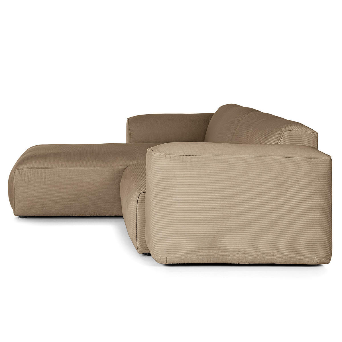 1,5-SITZER ECKSOFA mit Longchair - Taupe/Schwarz, Kunststoff/Textil (260/173cm) - home24