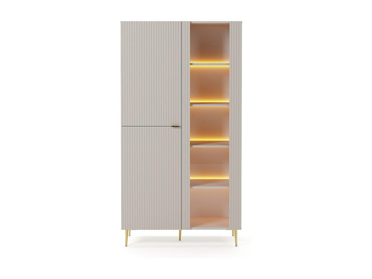 VITRINENSCHRANK - 100 x 44.8 - glas - beige Yesinia - Beige, Glas/Holz (100/189/44.8cm) - Vente-Unique