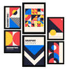 POSTER Set Mit 6 Bauhaus-Stil 1 Geometrisch Größe A3 & A4 Schwarzer Rahmen - Schwarz, Papier (29.7/1cm) - Nacnic
