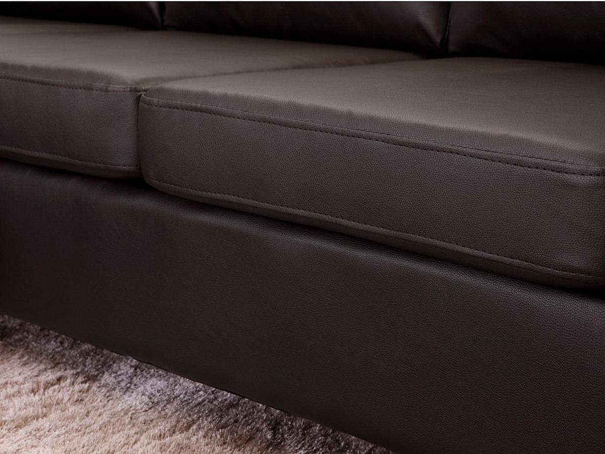 SOFA - 4 Personen - kunstleder - schokoladenbraun Ackley - Braun, Leder/Metall (196/77/133cm) - Vente-Unique