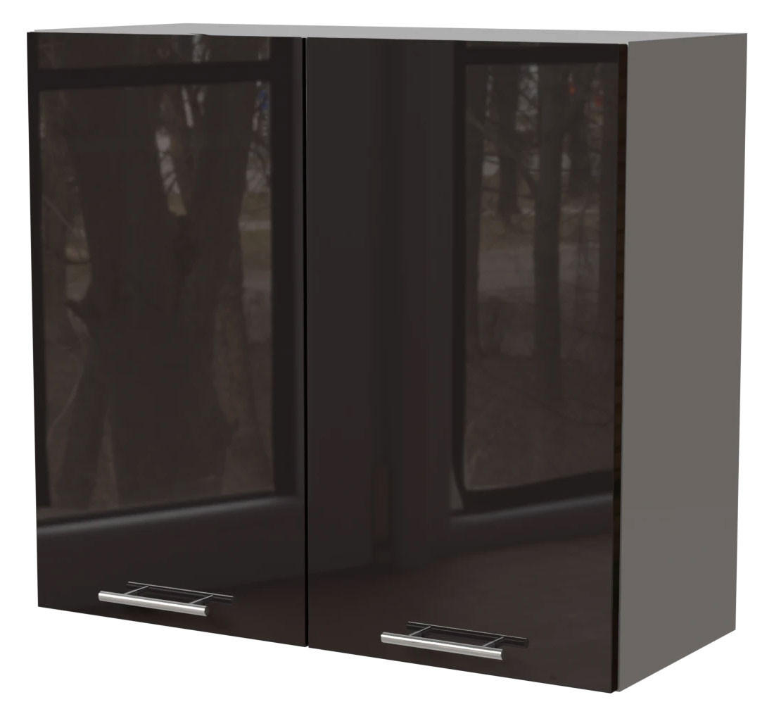 Feldmann-Wohnen Küchenhängeschrank Schwarz Hochglanz, Grau 80x72x32.5 cm