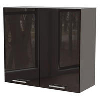 KÜCHENHÄNGESCHRANK Essen W3/80 Schwarz Hochglanz / Grau Matt 80 / 32,5 / 72cm - Schwarz Hochglanz/Schwarz, Holz/Holzwerkstoff (80/72/32.5cm) - Feldmann-Wohnen
