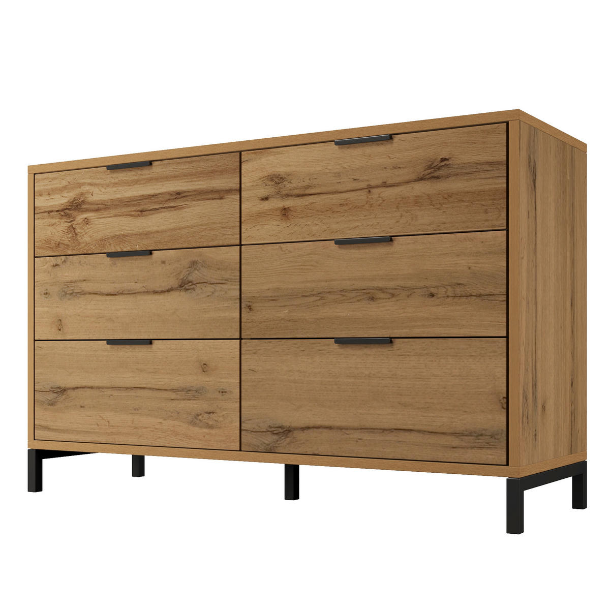 SIDEBOARD 120x40x76 cm Dunkle Eiche mit 6 Schubladen - Alteiche, Holzwerkstoff (120/76/40cm) - FLIEKS