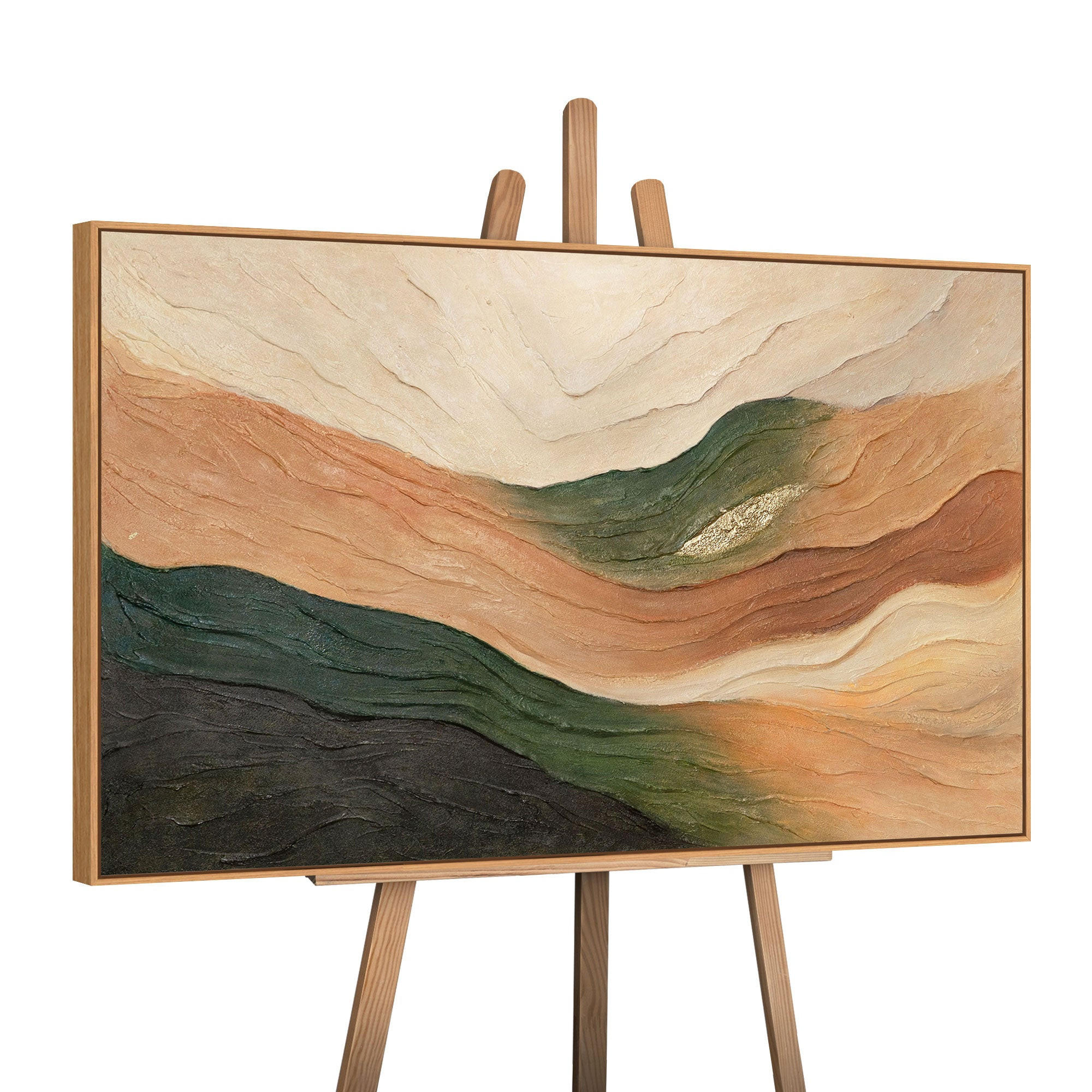 GEMÄLDE Wellen des Horizonts Schattenfugenrahmen Eichefarben 140x100 cm - Eichefarben, Holz (140/100cm) - YS-art gallery