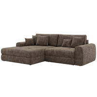 ROHOVÁ SEDAČKA ARELIA L - Hnědá Hrubě tkaná žinylka - Pravá - černá/hnědá, textil/plast (205/292cm) - MKS
