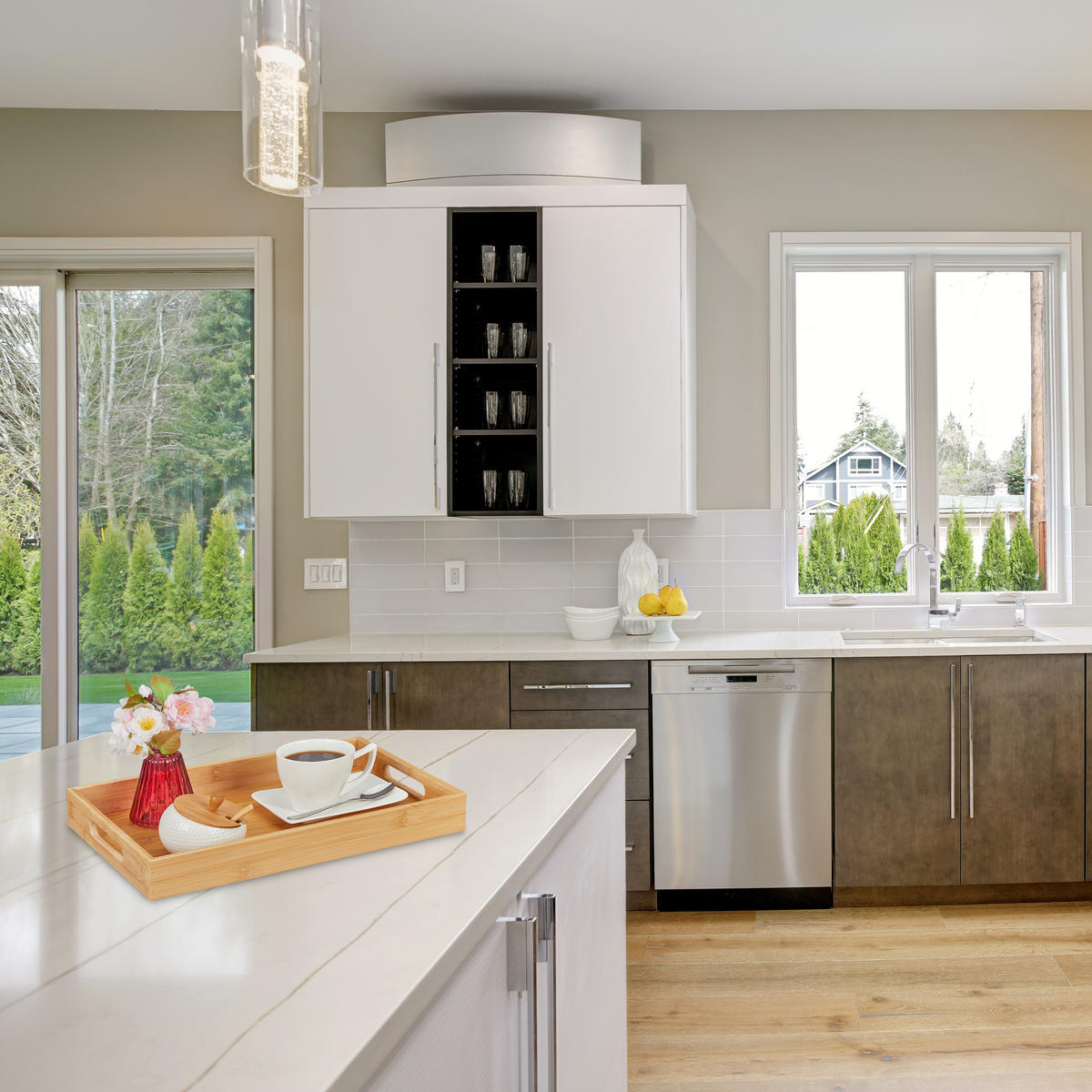 ZÁSOBNÍK - světle hnědá, dřevo/kompozitní dřevo (34.5/5/25cm) - Relaxdays