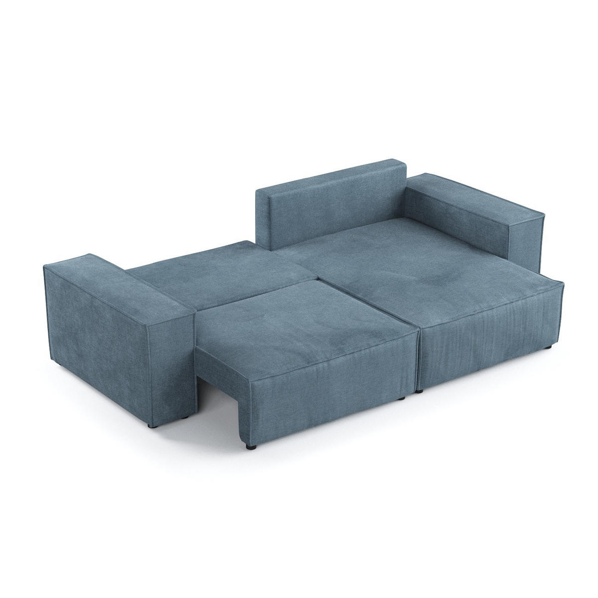 ECKSOFA SENSO mit Schlaffunktion Blau im Wind Stoff - Blau/Schwarz, Holz/Holzwerkstoff (255/148cm) - AltaBeds