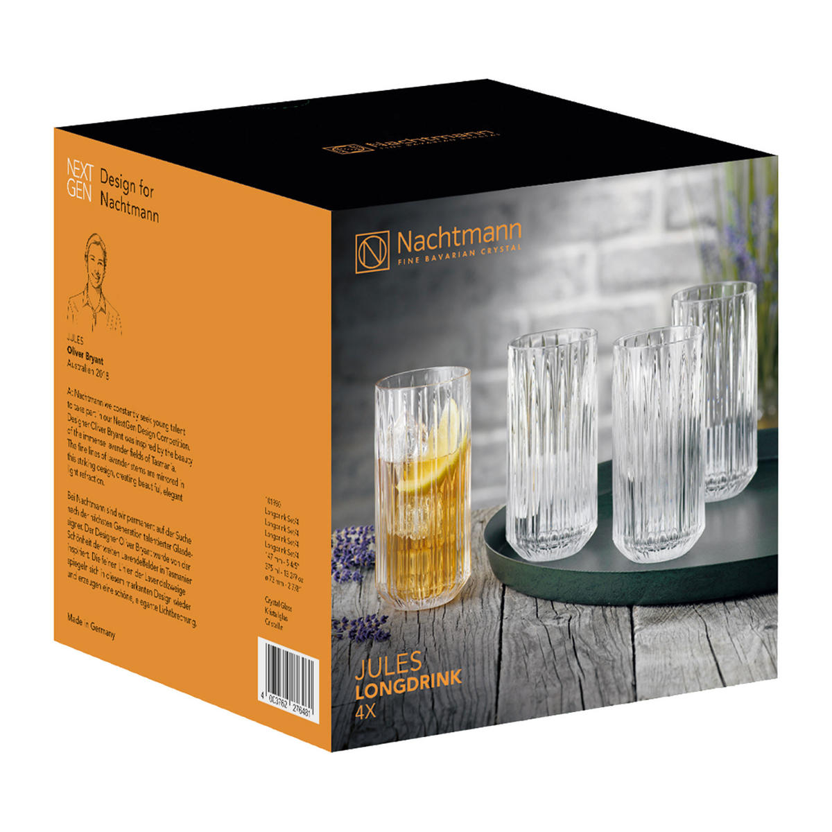 LONGDRINKGLAS Jules, 4er Set, Kristallglas, 375 ml - Transparent, Glas (0.38L) - Nachtmann