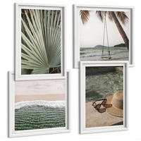 BILDER SET 4er Set - 50x50 cm & 40x60 cm Weißer Rahmen - Strandschaukel-Blätterurlaub - Weiß, Kunststoff (50/50cm) - TULUP