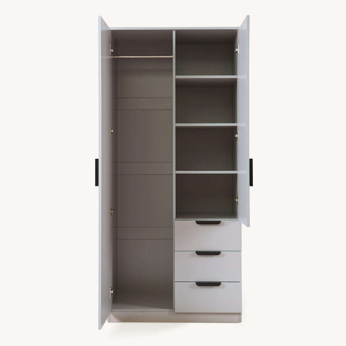 KLEIDERSCHRANK Eiselfing - Grau, Holzwerkstoff (80/176/52cm) - [en.casa]