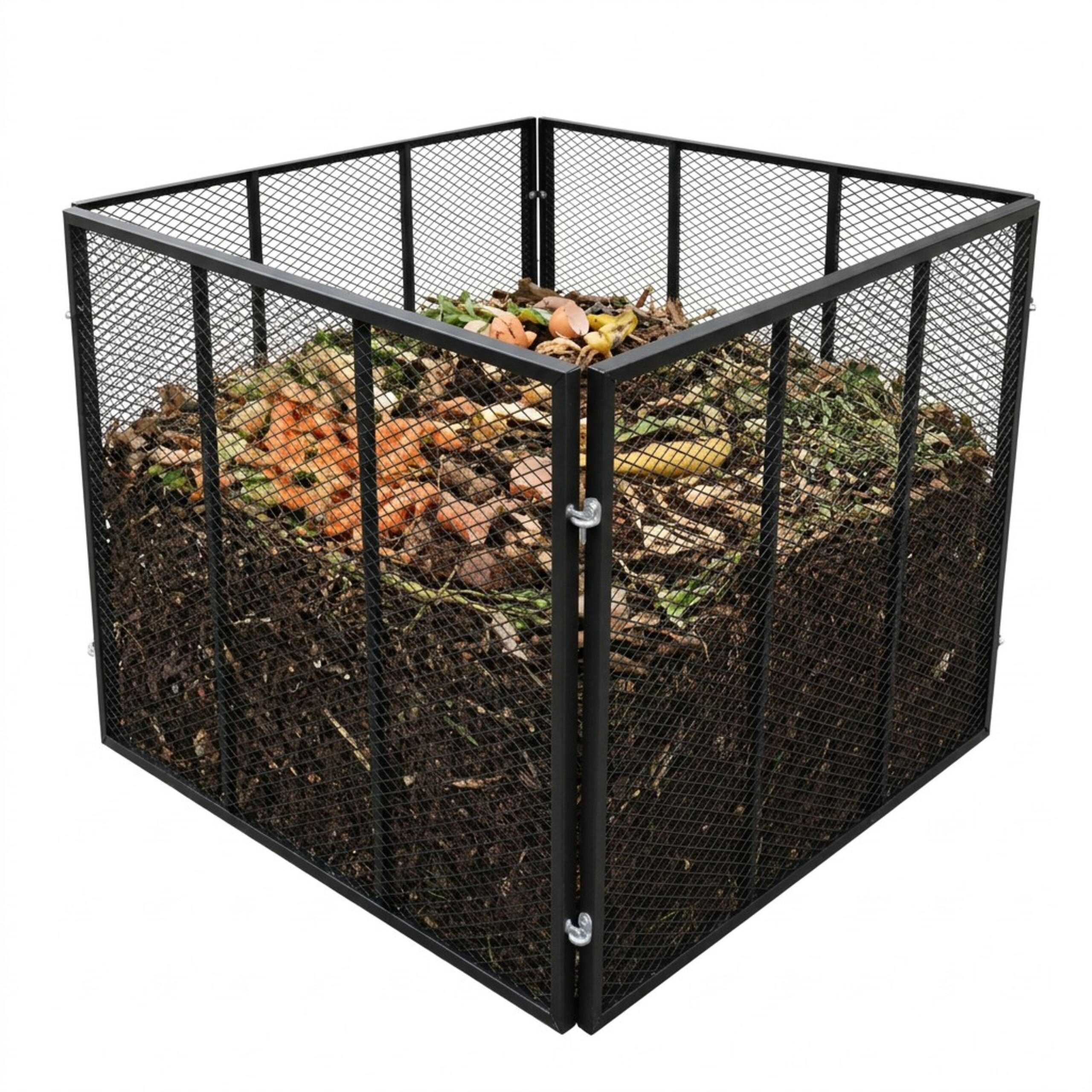 KOMPOSTÉR Černý ocel 800 l - černá, kov (100/80/100cm) - Relaxdays