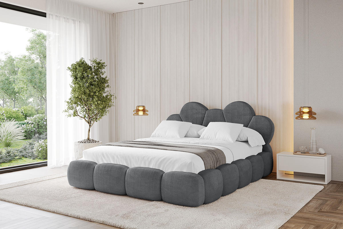 POLSTERBETT mit Bettkasten und Lattenrost, Bett mit Matratze H3/H4 - LANA 120x200 Dunkelgrau - Anthrazit, Holzwerkstoff/Textil (120/200cm) - ALTDECOR