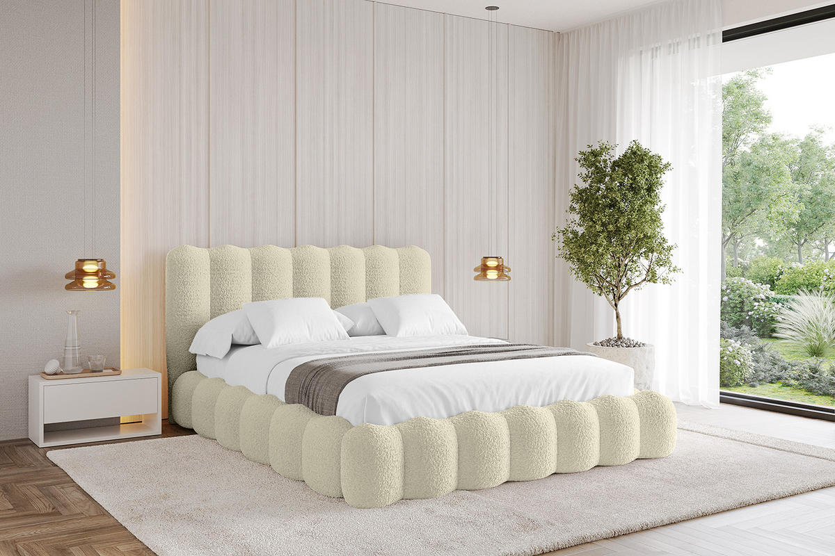 POLSTERBETT mit Bettkasten und Lattenrost, Bett mit Matratze H3/H4 - SORA 180x200 Beige - Taupe, Holzwerkstoff/Textil (180/200cm) - ALTDECOR