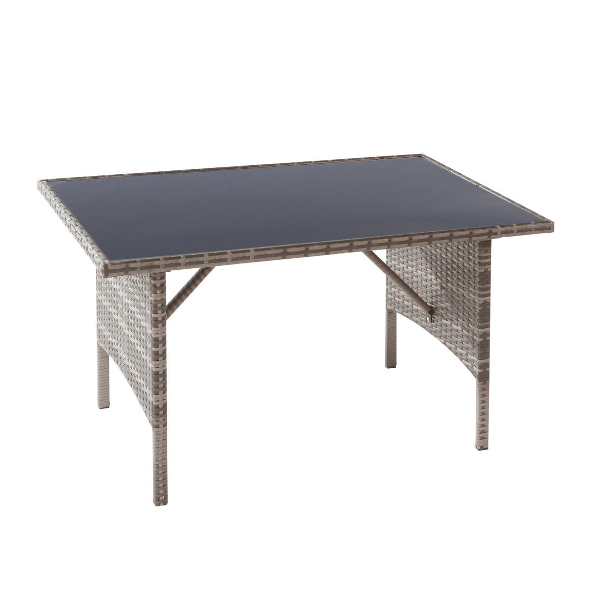 GARTENMÖBELSET 195x144x95cm beige aus Rattan und Stahl, waschbar - Beige, Metall - Modfu