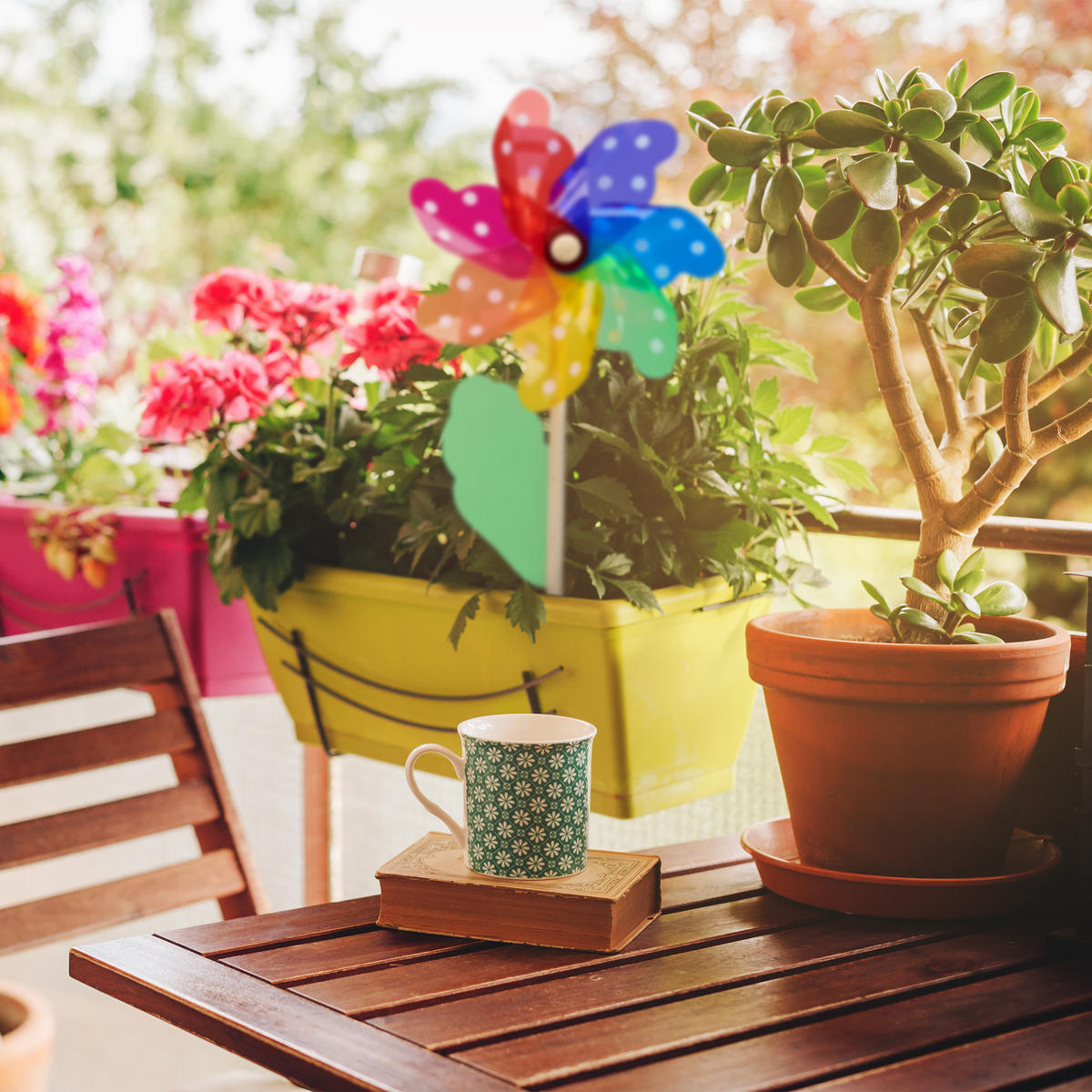 WINDRAD - Multicolor, Holz/Kunststoff (18/38.5/9cm) - Relaxdays