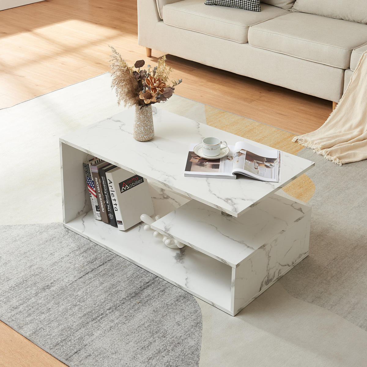 COUCHTISCH Haarlem 50/90/41 - Weiß, Holzwerkstoff (90/50/41cm) - [en.casa]