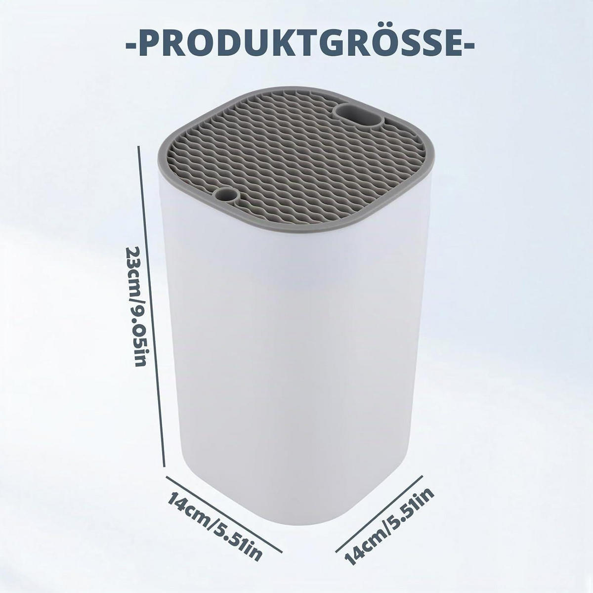 MESSERBLOCK mit 21 Schlitzen und Abflussdesign - Grau, Kunststoff (14/14/23cm)