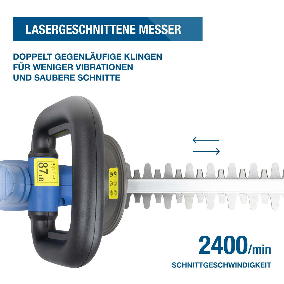 AKKU-HECKENSCHERE HT2051LI (20V, 51cm Schnittlänge, 20 mm Schnittstärke, ohne Akku und Ladegerät - Blau, Kunststoff (20/20.5/90cm) - Hyundai