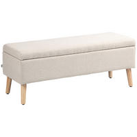 TRUHENBANK DE-07109 Leinenoptik, skandinavisches Design Beige - Beige, Holz/Textil (39/45/110cm) - ComfortXL