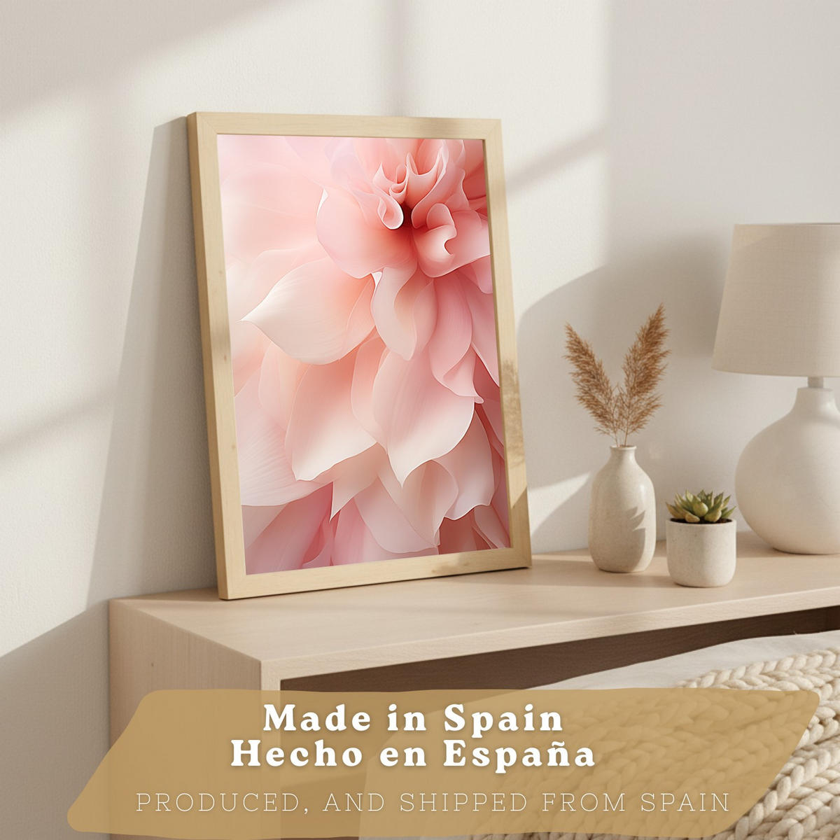 PLAKAT Sada 3 Fuchsia Pink A3 Lehký dřevěný rám - béžová, papír (29.7/1/42cm) - Nacnic