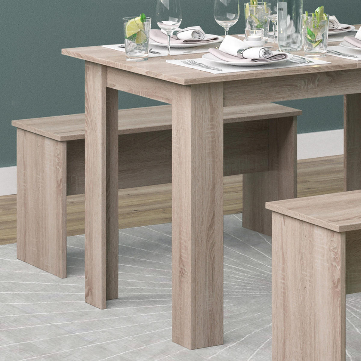 JÍDELNÍ STŮL SESTAVA Sentio Sonoma 112 x 73.6 cm se 2 lavicemi - Sonoma dub, kompozitní dřevo (112/73/73.6cm) - Vicco
