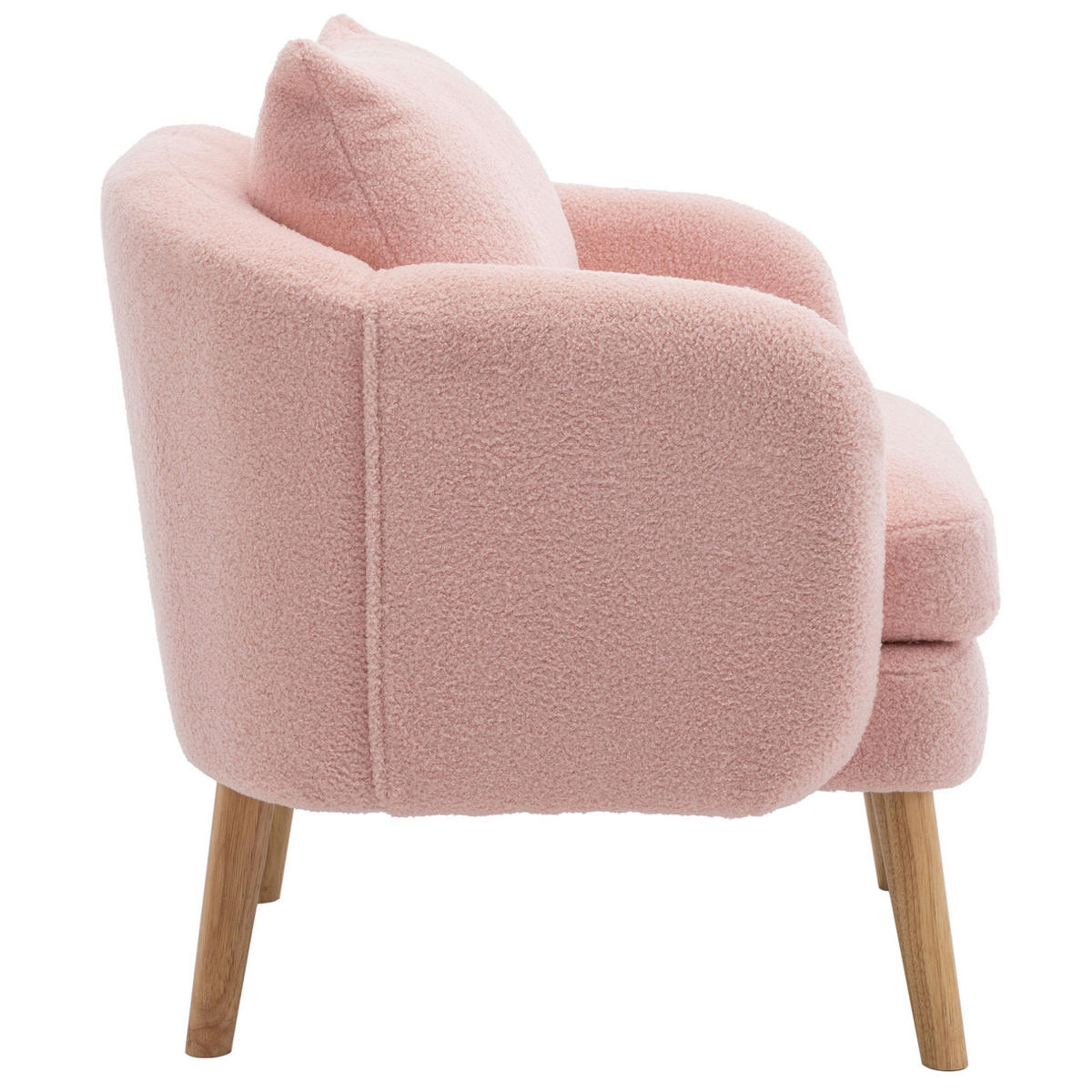 SESSEL 71/72/71 cm in Rosa aus Teddy-Stoff mit Kissen - Rosa, Textil (72/71/71cm) - Flora Grace